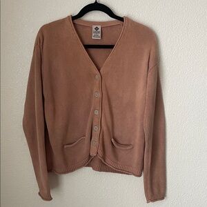 COLUMBIA WOMEN'S SIZE M
SWEATER Dusty Pink  V-NECK COTTON
CARDIGAN 90'S slouchy